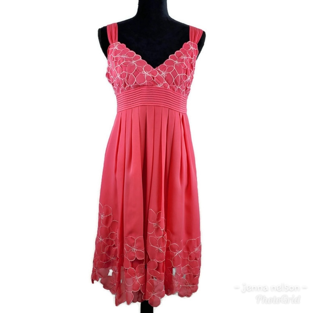 Antonio Melani Embroidered Pink Flower Dress 6